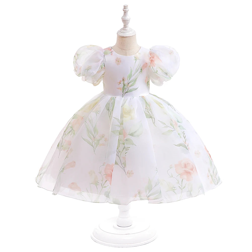 Floral Print Girls' Party Dress