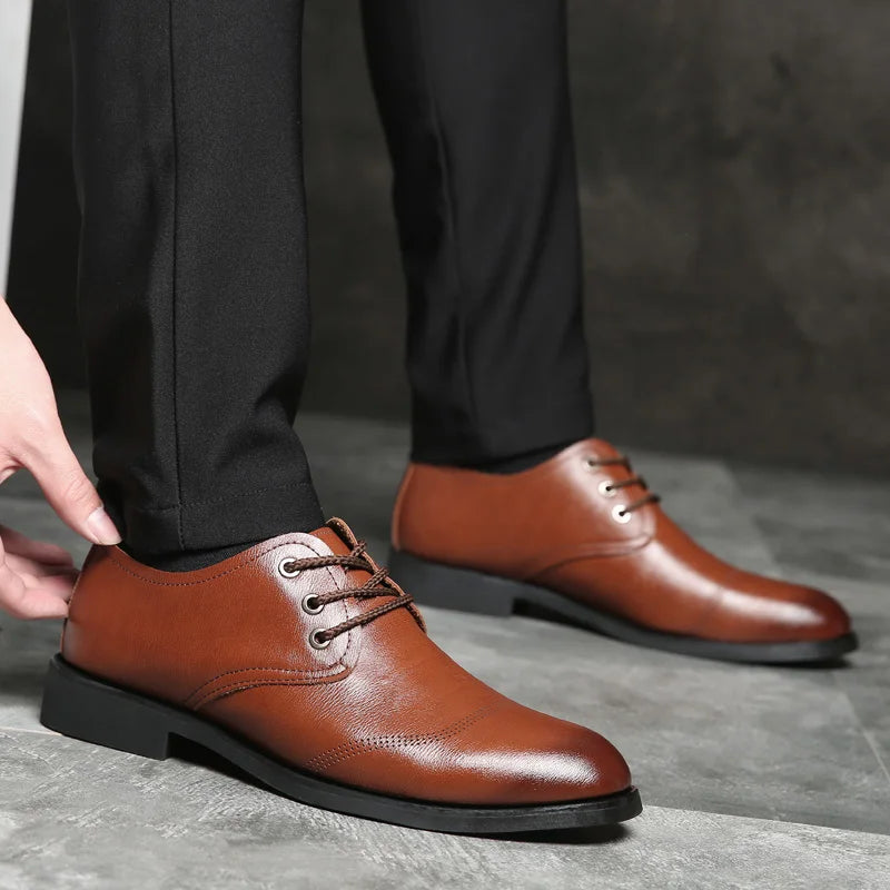 Mens Formal Business Oxford Shoes Classic Leather Dress Shoes for Wedding and Office
