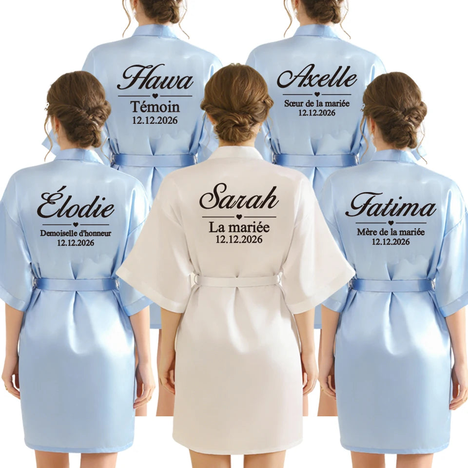 Personalized Text Logo Wedding Bathrobe Bridal Robe Bride Bridesmaid Wedding Robes Woman Bachelorette Hen Party