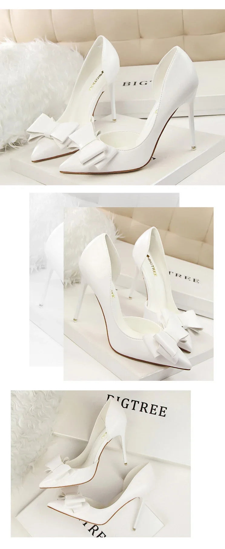 Spring Party Elegant Pink Butterfly-Knot High Heels Women Fashion Wedding Dress Pumps Side Hollowed Stiletto Shoes
