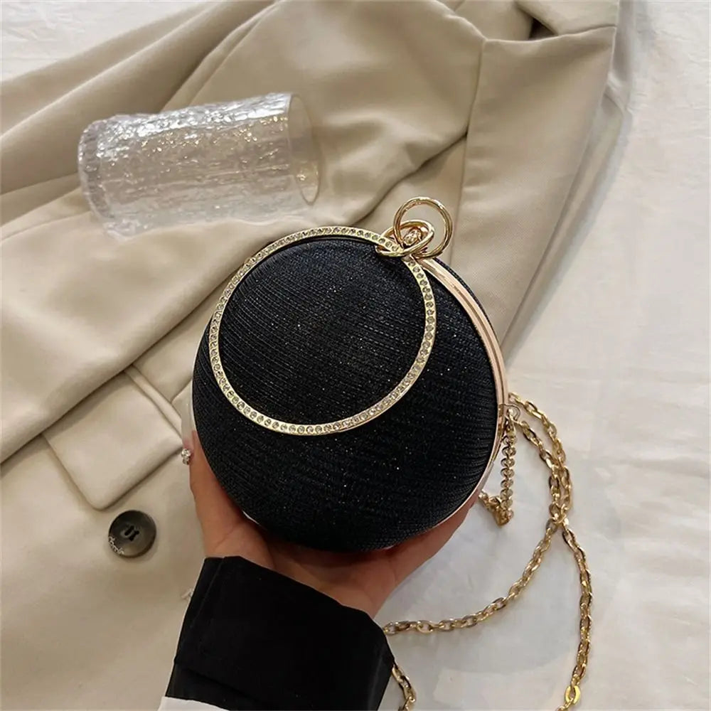 Circular Silk Rhinestone Banquet Clutch