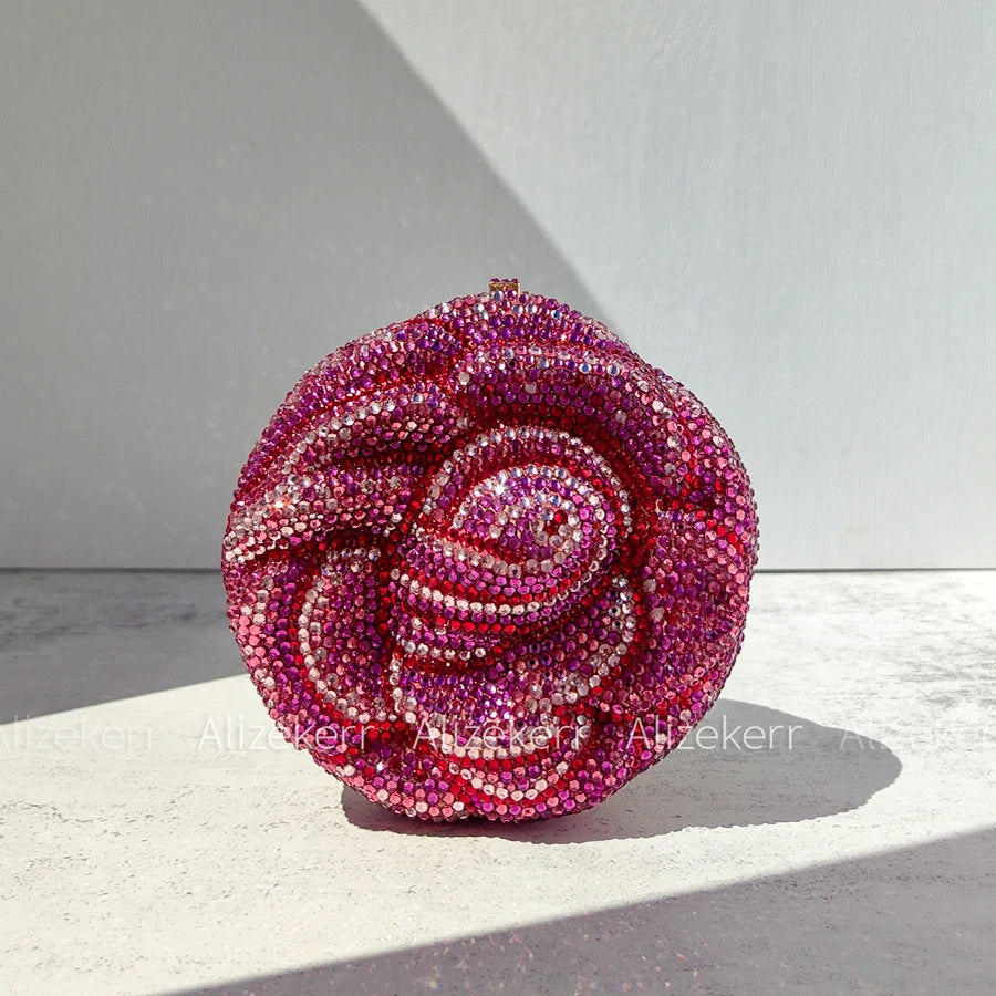 Rose-Shaped Flower Evening Clutch