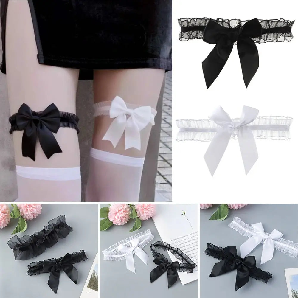 Fashion Lace Garter Thigh Ring Lingerie Wedding Garter Belt Bowknot Lace Elastic Leg Ring Bride Cosplay Party Accessories