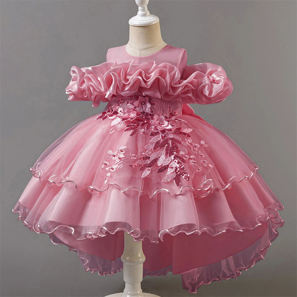 Pink Tulle Princess Flower Girl Dress