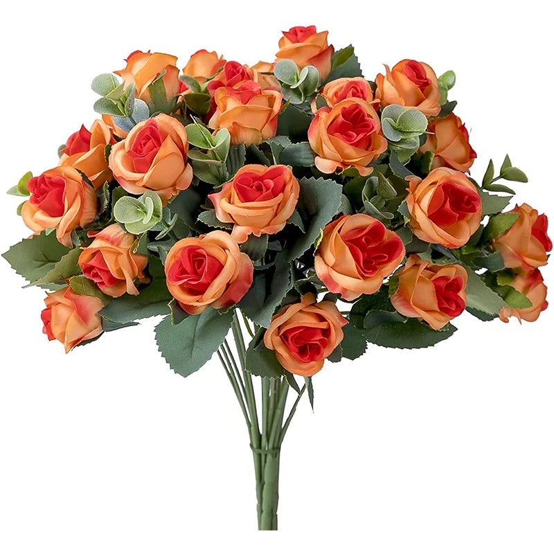 10 Heads Artificial Flower Silk Rose white Eucalyptus leaves Peony Bouquet Fake Flower for Wedding Table Party Vase Home Decor