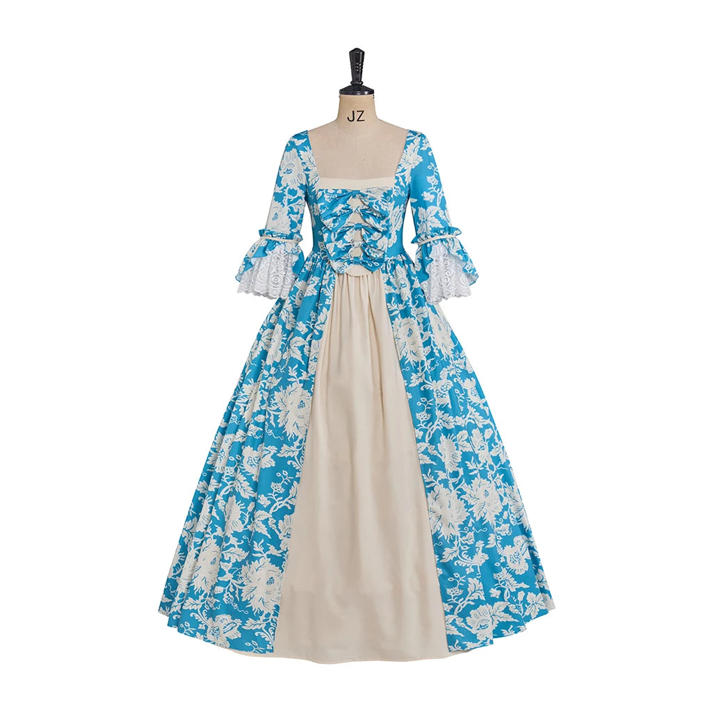 18th Century Rococo Floral Dress Victorian Royal Princess Wedding Ball Gown Marie Antoinette Baroque Gothic Lolita Walking Costu
