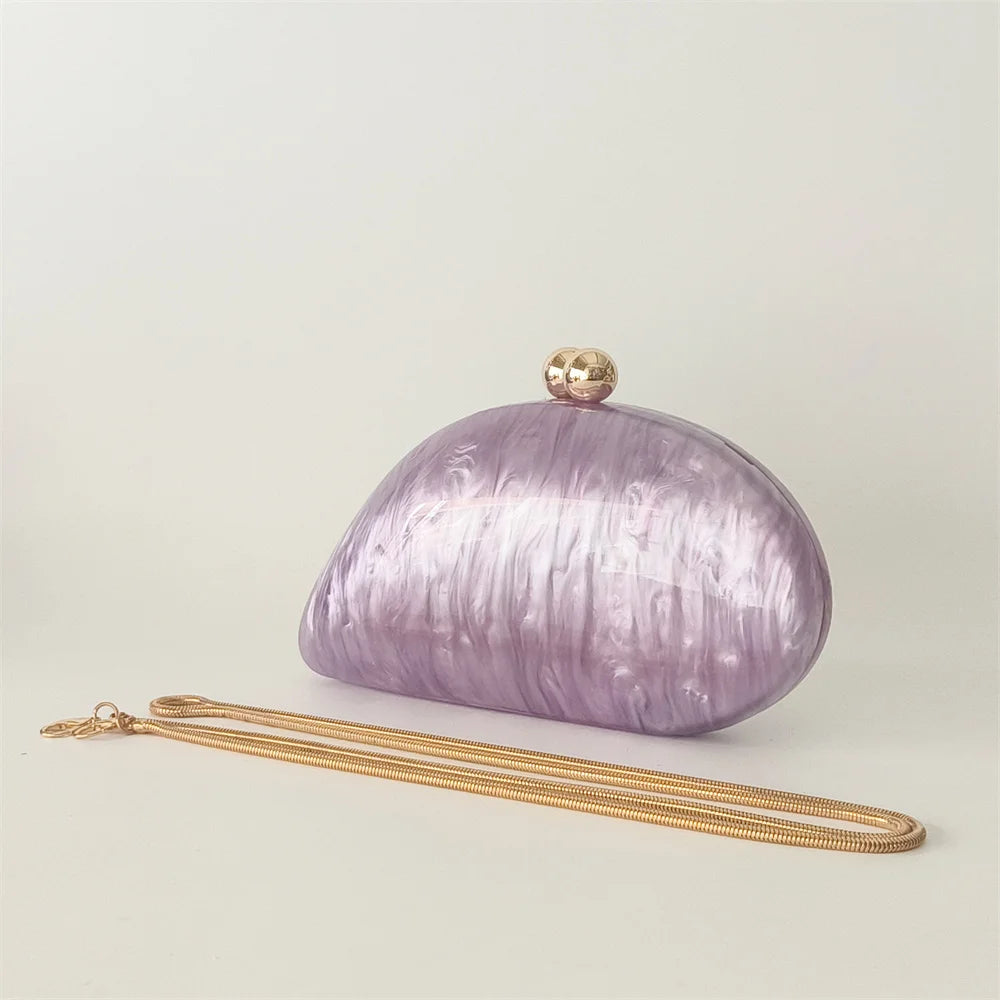 Oval Shell Acrylic Crossbody Clutch