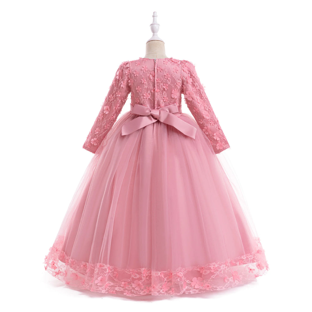 Long-Sleeve Lace Junior Bridesmaid Dress