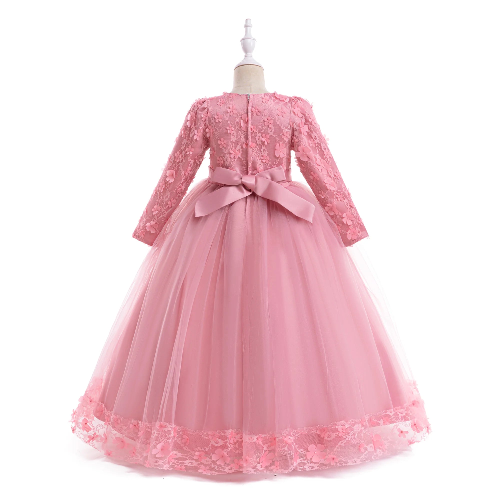 Long-Sleeve Lace Junior Bridesmaid Dress