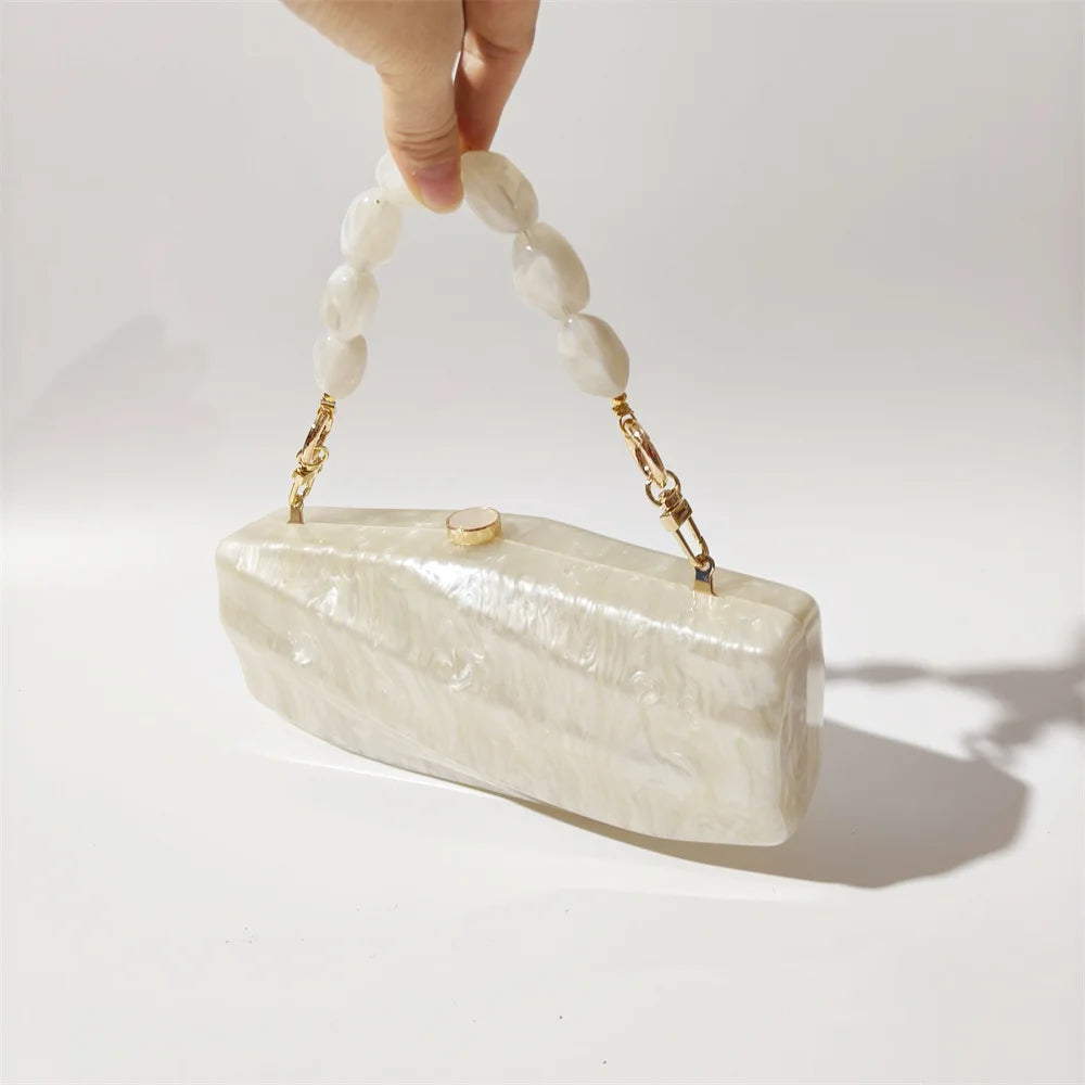 Pearl Marble Acrylic Box Clutch