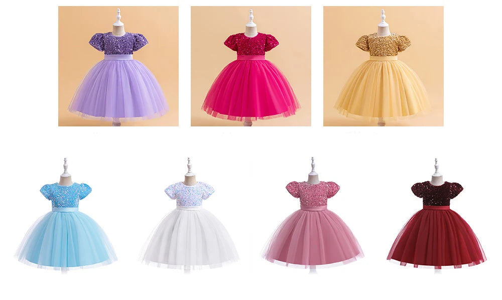 Sequin Bow Party Dress for Girls