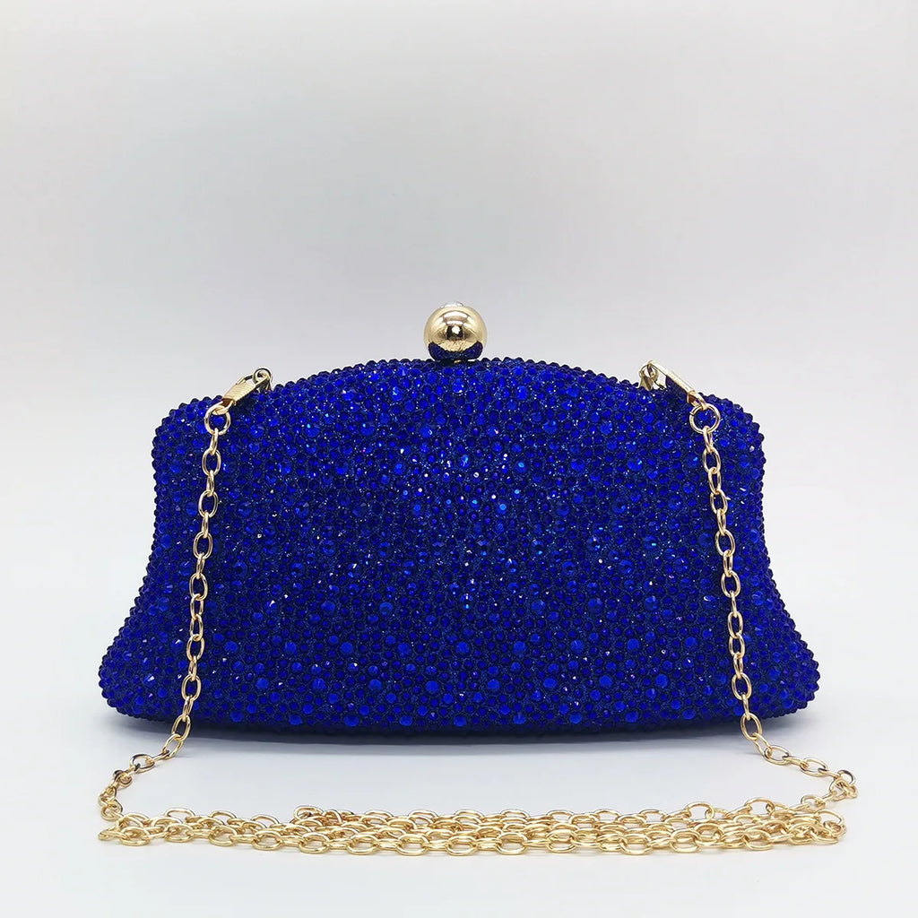 XIYUAN Women Blue/Gold/Red Crystal Bridal Clutch Silver Evening Purses Wedding Party Day Clutches Minaudiere Rhinestone Handbags