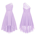 Kids Wedding Flower Girls Dress Shiny Beaded One Shoulder Chiffon Princess Dress Elegant Evening Pageant Birthday Party Gown