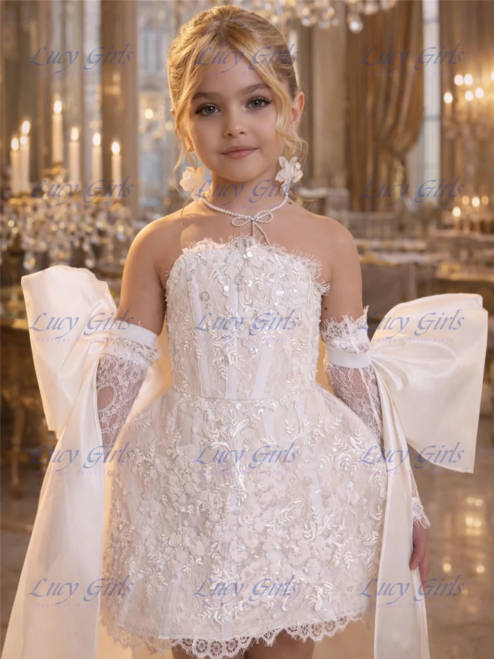Lace & Satin Flower Girl Dress
