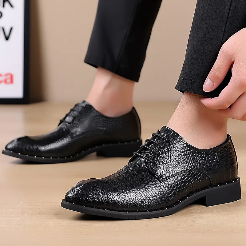 Men's Dress Shoes Business Formal Leather Lace Up All Season Comfortable Wedding Shoes Classic Business Casual Durable Footwear