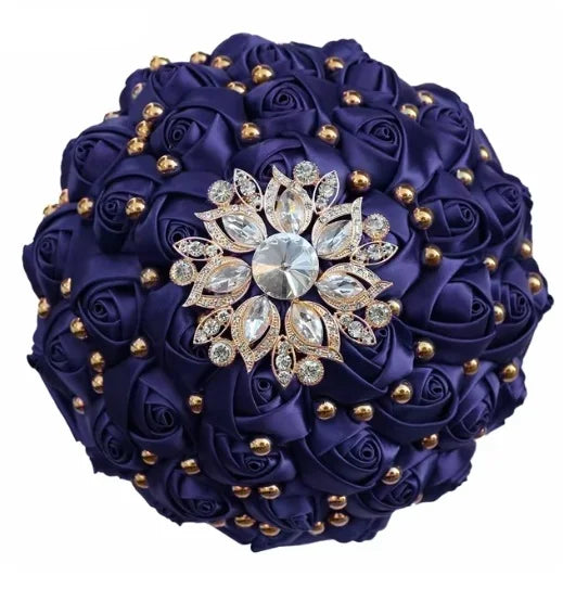 Navy Champagne Wedding Bouquet Flowers