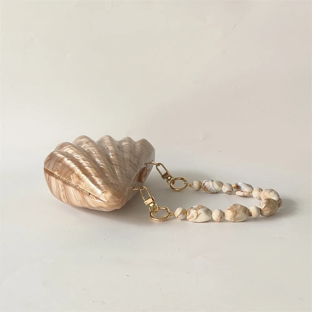 Shell Marble Pearl Box Clutch