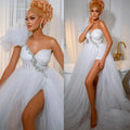 White Beach Bridal Robe Maxi Tulle Long Sleeve Customized Lingerie Women Gowns Boudoir Bathrobe Wedding Dress For Babyshower
