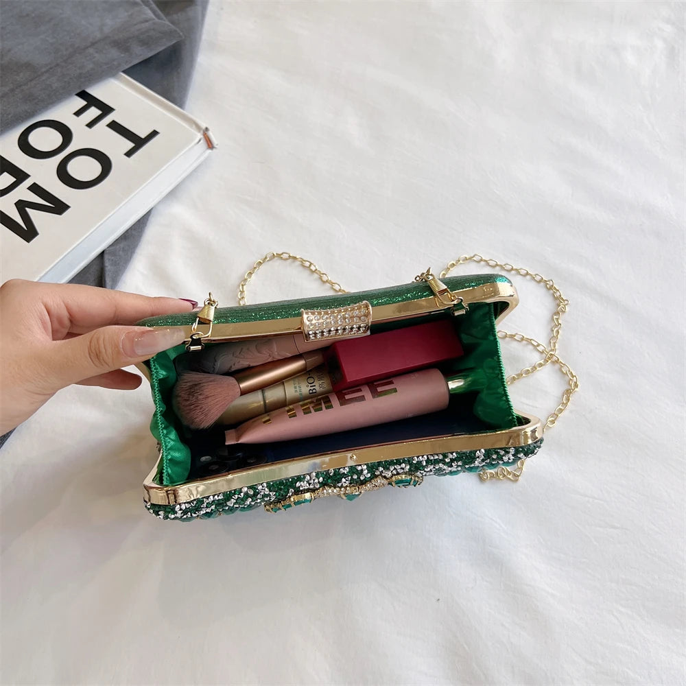 Rhinestone Gemstone Crossbody Clutch