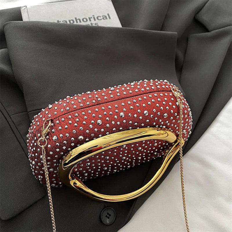 Red Wedding Evening Clutch Bag For Women Luxury Silver Gold Fashinon Party Purse And Handbag Trend Lady Lipstick Crossbody Bag