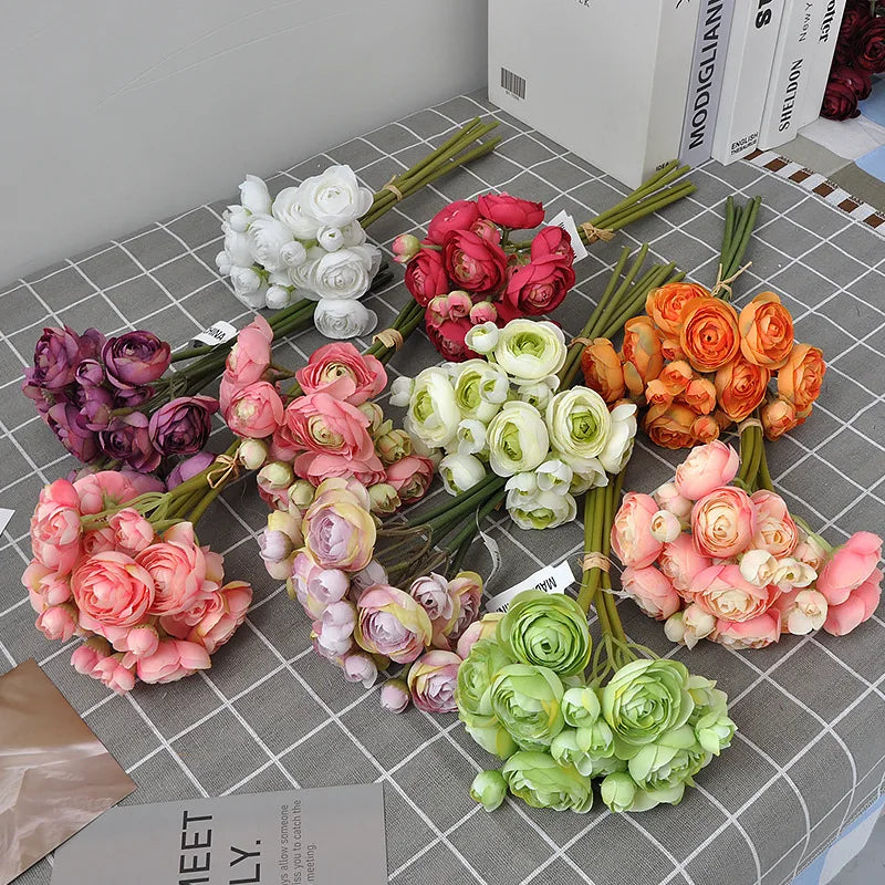 26CM Handmade Bouquet Artificial Flowers Wedding Bridesmaids Photography Props Home Decoration Handmade Mini Lotus Bouquet