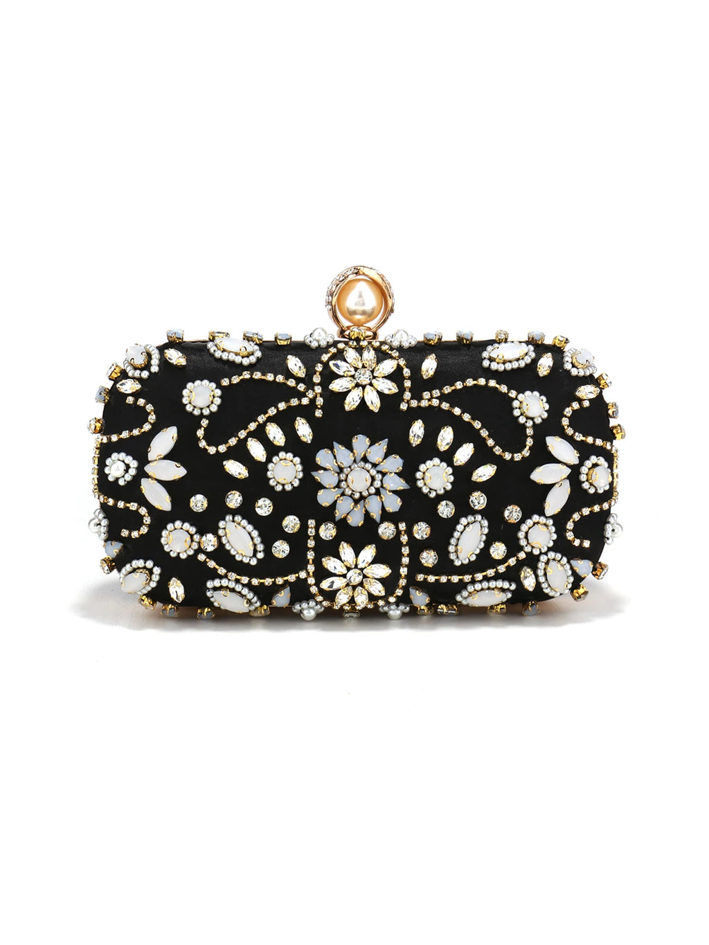Pearl Beaded Diamond Evening Clutch