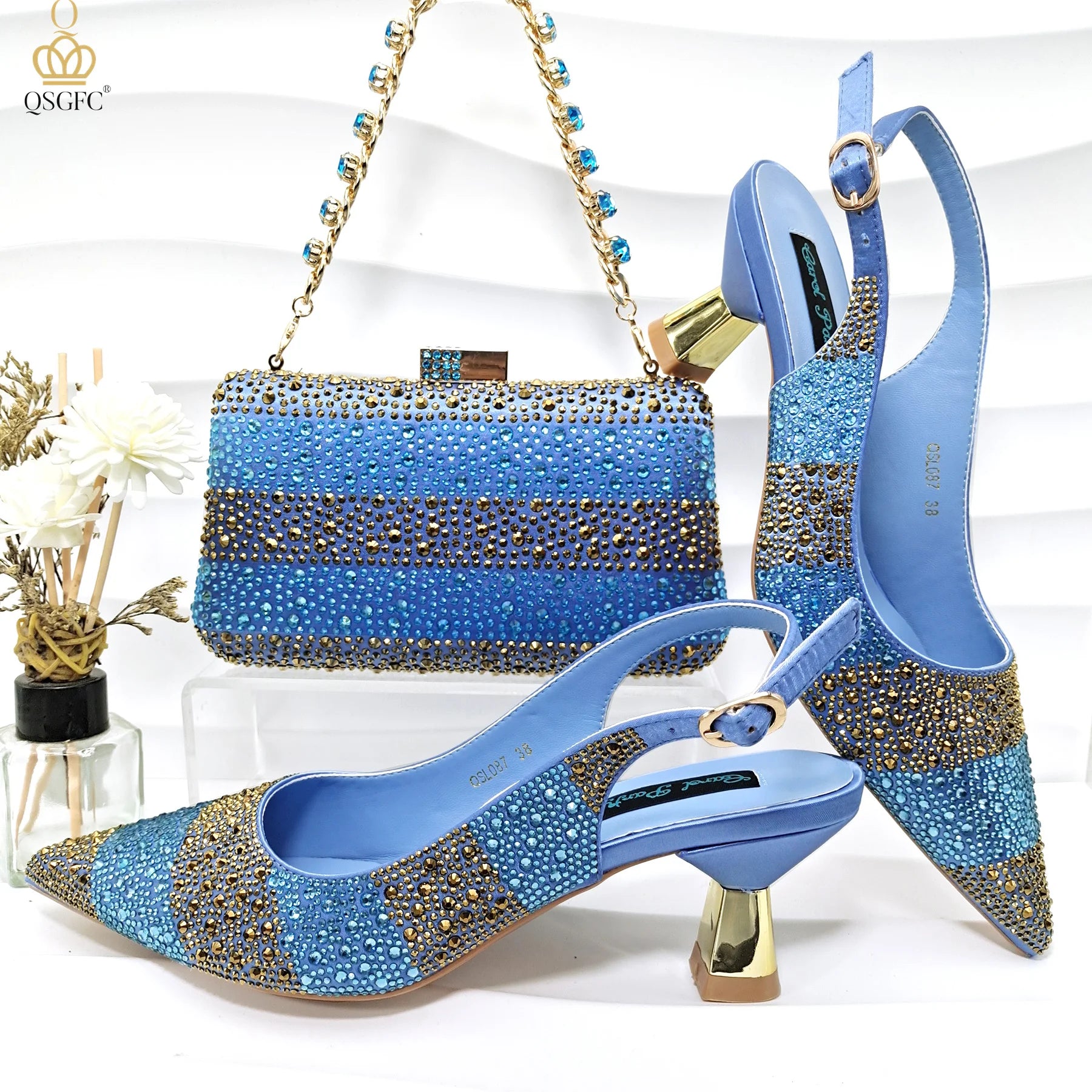 Rhinestone Shoe & Bag Set