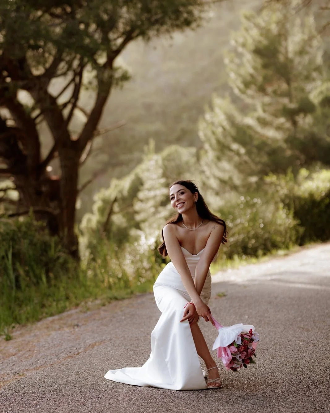 Satin Mermaid Wedding Dress with Detachable Train