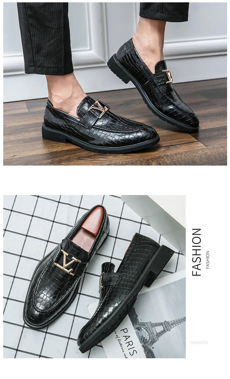 Four Seasons Men's High-end Business Formal Leather Shoes British Style Casual Fashion Texture Cover Green Size 38-47