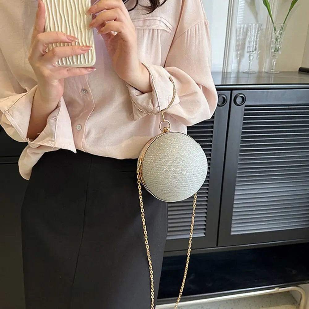 Circular Silk Rhinestone Banquet Clutch