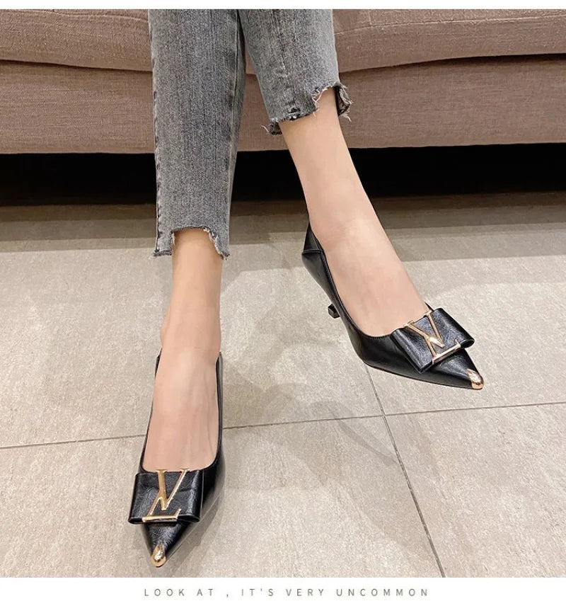 2026 Summer New Pointed-Toe Stiletto Heels, Women's Medium Height Office Pumps, Elegant Work Dress Shoes for Commuting