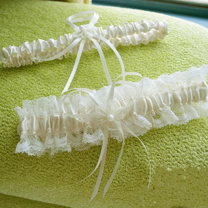 Ivory Sexy Lace Bowknot Bridal Garter Set Wedding Accessoreis Leg Garters Belt