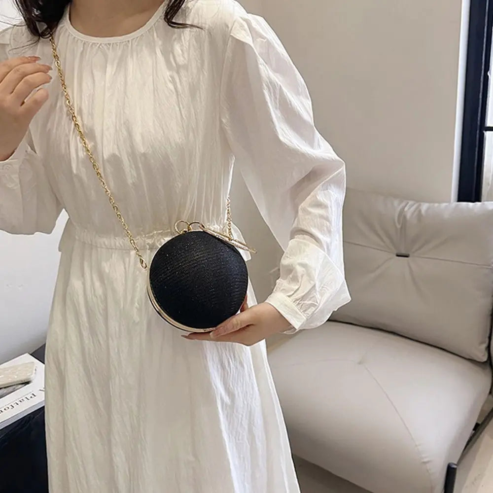 Circular Silk Rhinestone Banquet Clutch