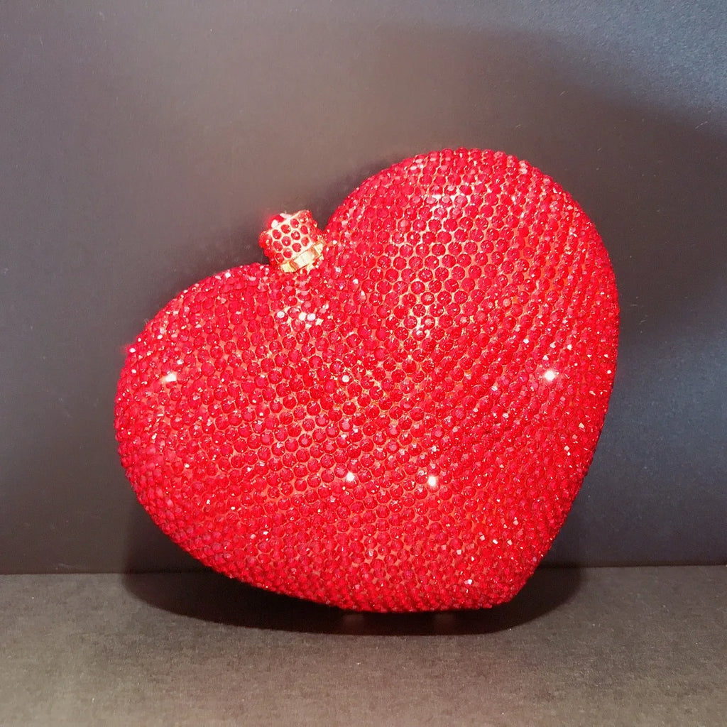 Heart-Shaped Crystal Evening Clutch