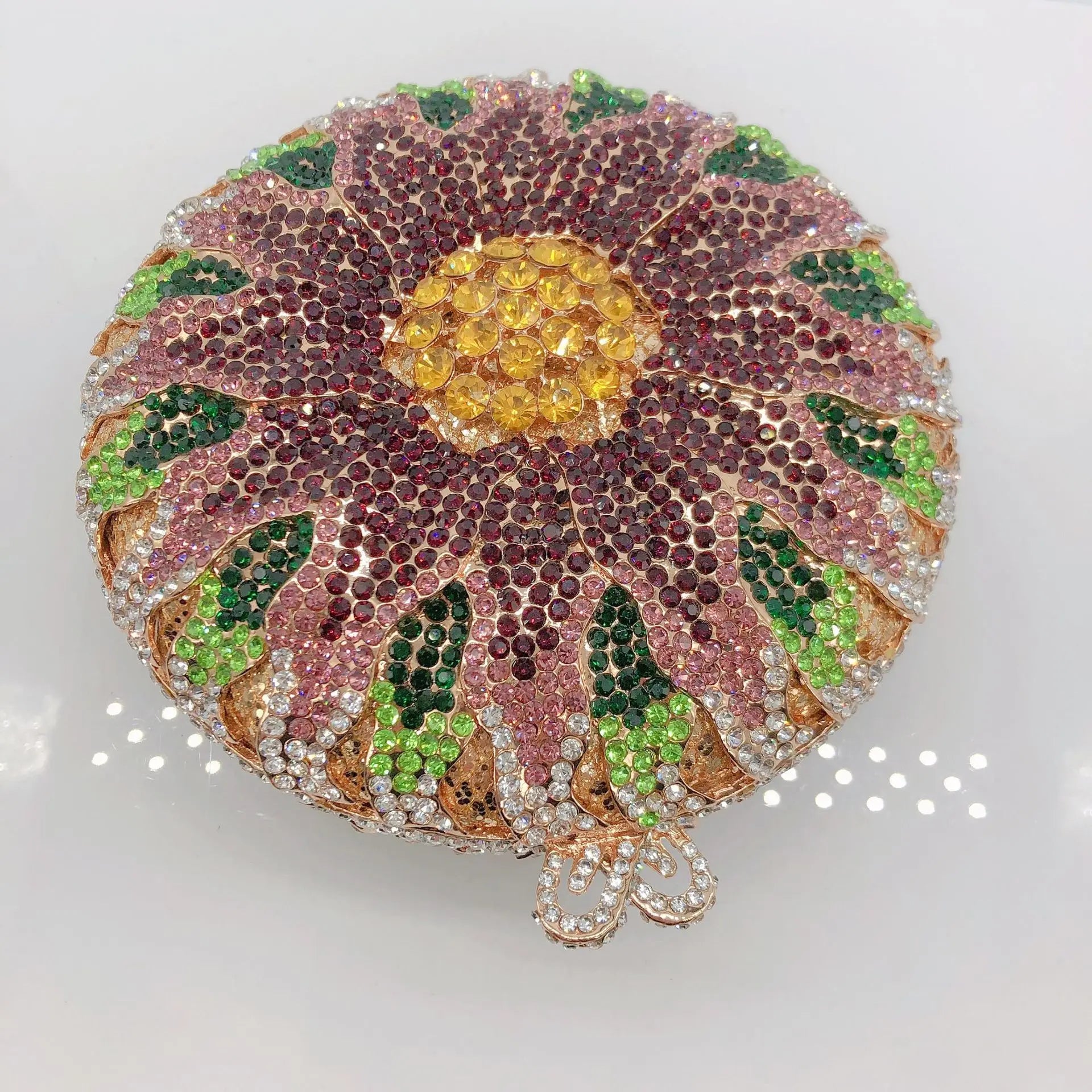 Wedding Bridal Party Purse White/Brown Diamond Minaudiere Luxury Rhinestone