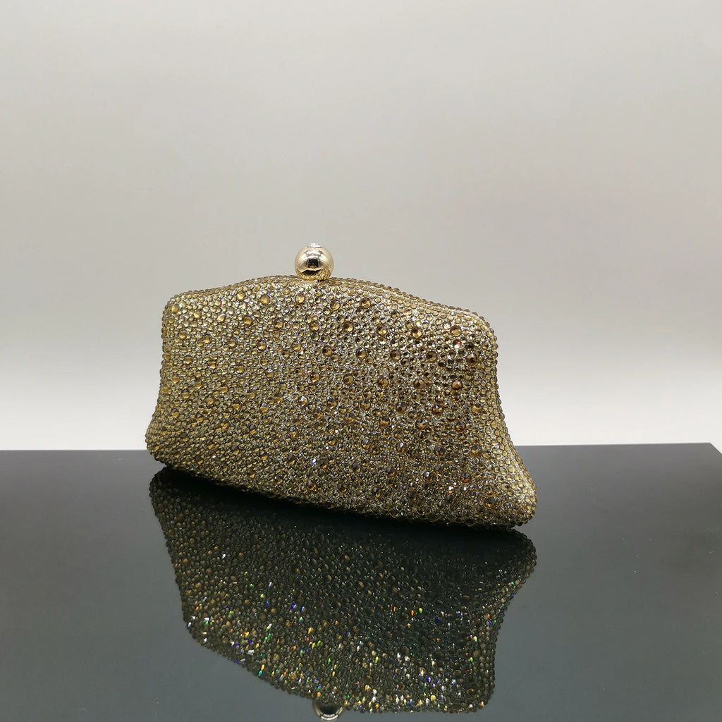 XIYUAN Women Blue/Gold/Red Crystal Bridal Clutch Silver Evening Purses Wedding Party Day Clutches Minaudiere Rhinestone Handbags