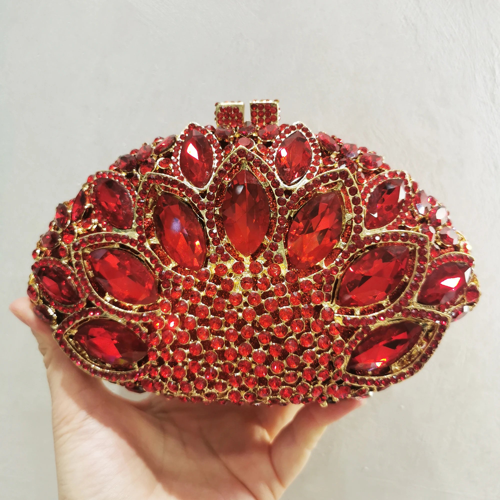 Fan Big Stone Rhinestone Wedding Purse White Clear Evening Bridal Clutch Luxury Women’s Crystal Party Prom Handbag Formal Bag