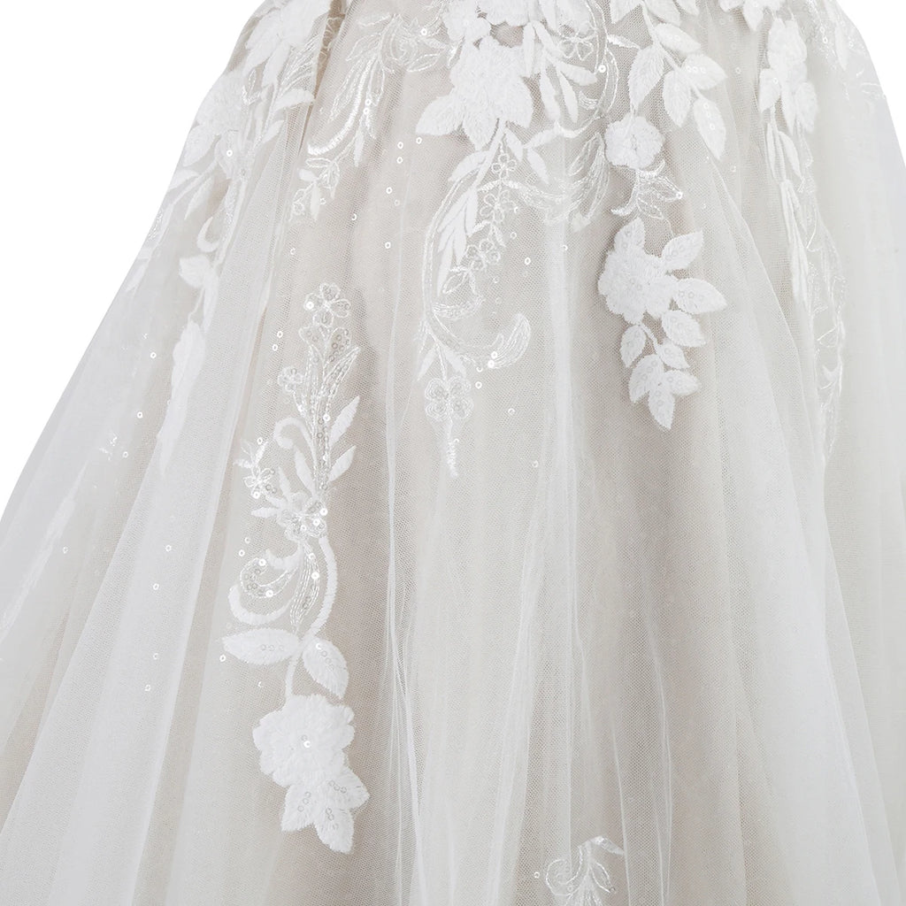 Elegant Lace Wedding Dresses for Women 2024 Sleeveless Deep V-Neck Sparkly Bridal Gowns Sweetheart Wedding Gown for Women Luxury