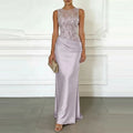 Lace Patchwork Satin Bridesmaid Dress