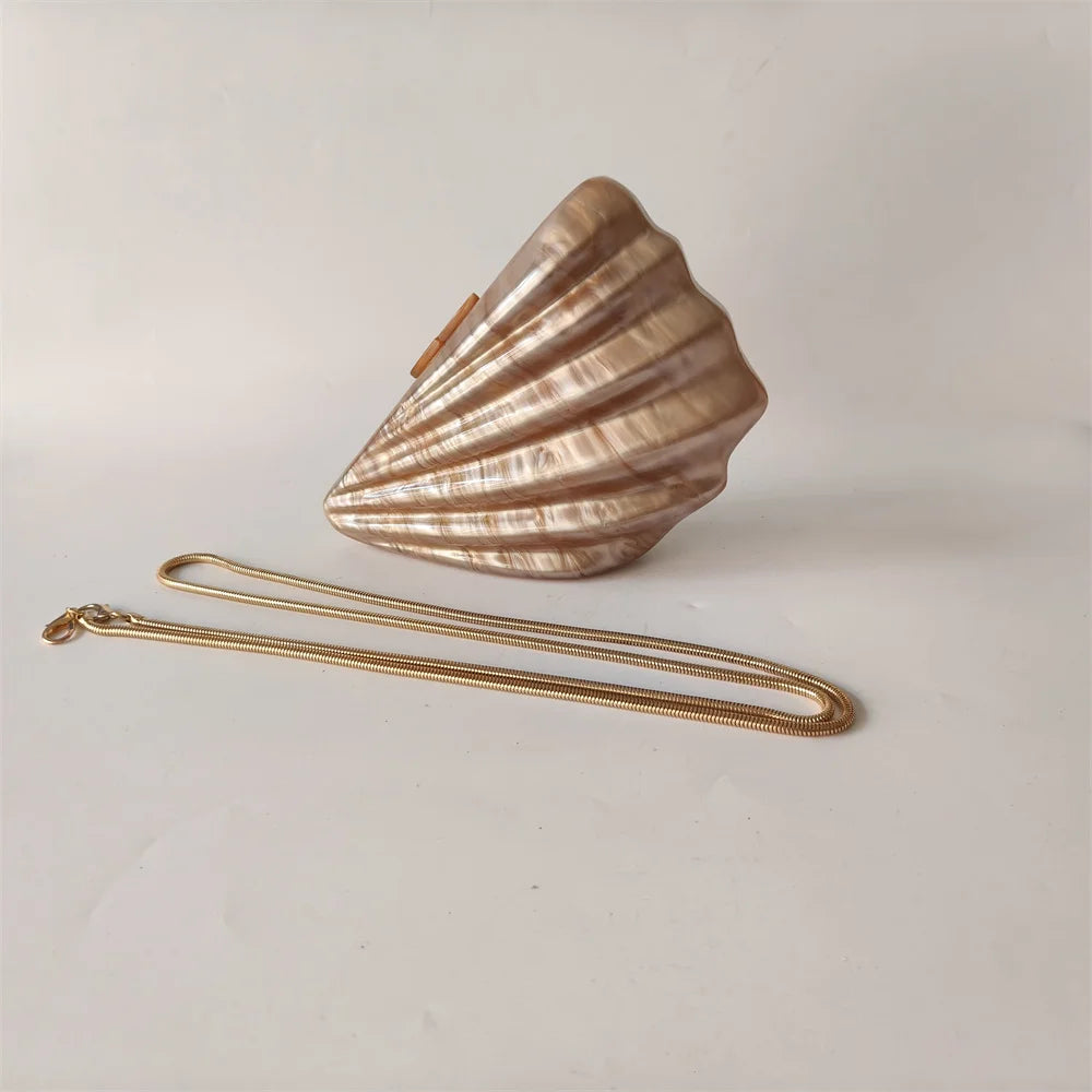 Shell Marble Pearl Box Clutch
