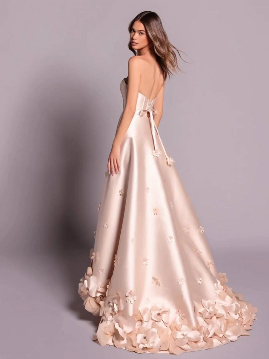Blush Satin Evening Dresses with 3D Floral Appliques Hem  Party Dresses Sleeveless Prom Dresses فساتين السهرة 2026 Customized