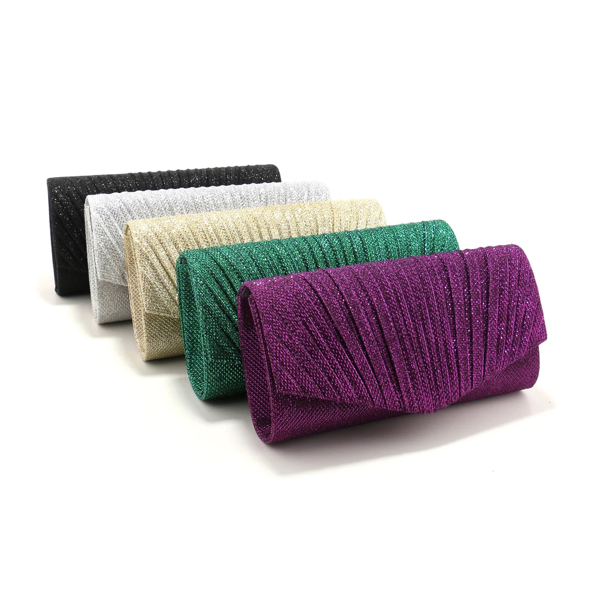Ruched Sequined Envelope Clutch