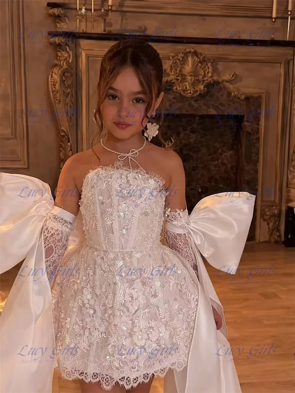 Lace & Satin Flower Girl Dress
