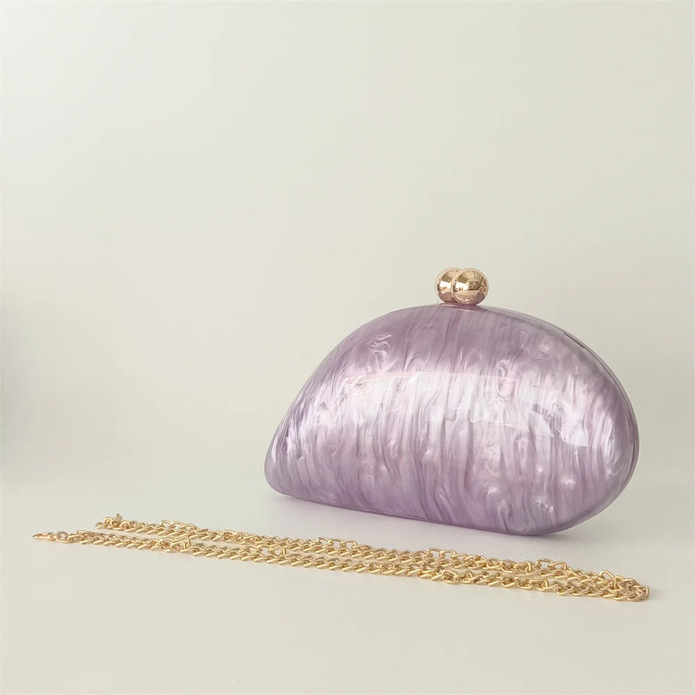 Oval Shell Acrylic Crossbody Clutch