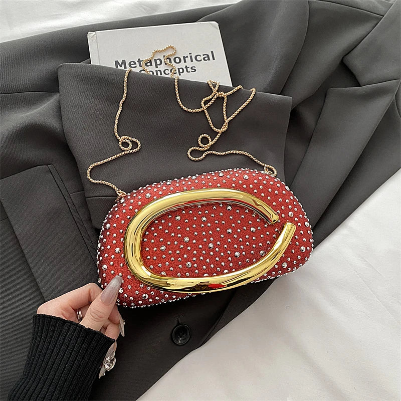 Red Wedding Evening Clutch Bag For Women Luxury Silver Gold Fashinon Party Purse And Handbag Trend Lady Lipstick Crossbody Bag