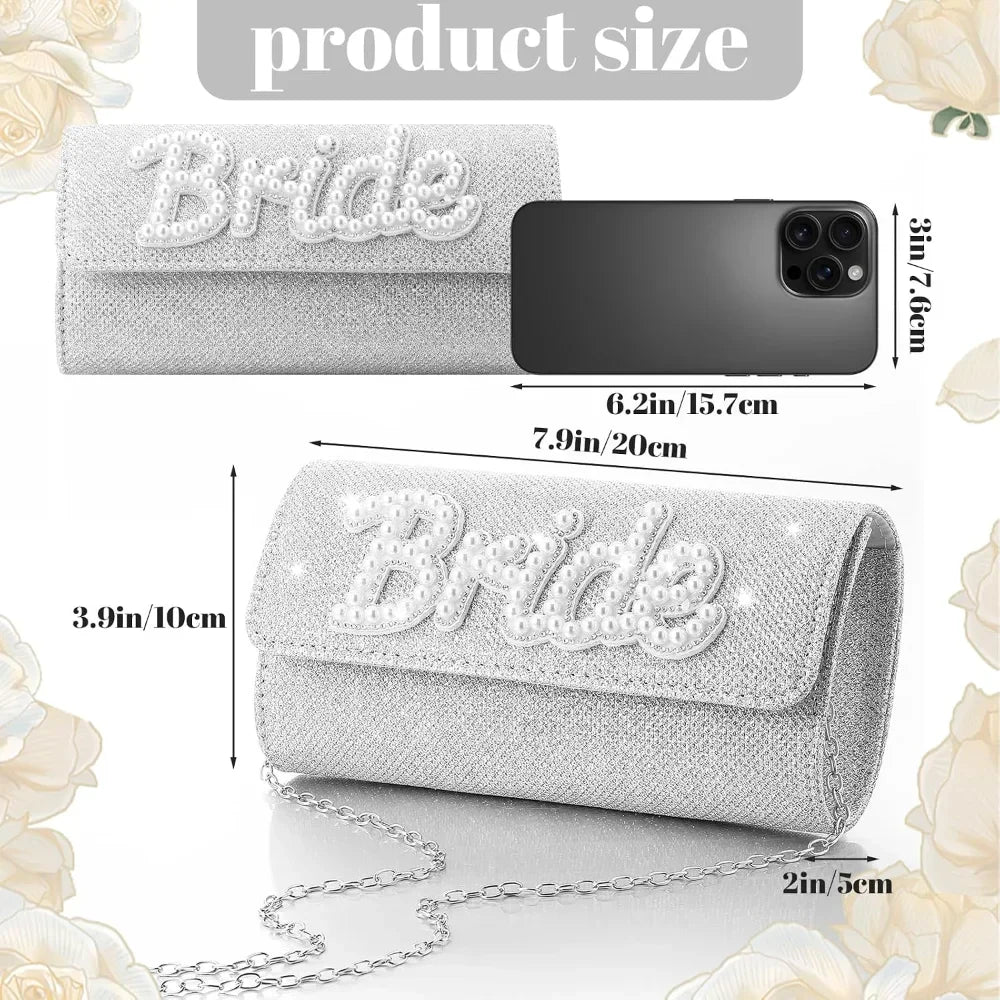 Pearl Rhinestone Letter Bride Evening Clutch Purse Wedding Honeymoon Handbag  Photo Prop Romantic Present For Bride To Be