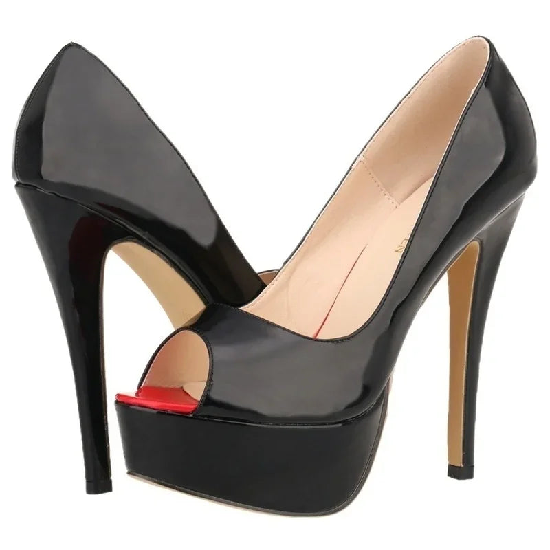 Peep-Toe Platform Stiletto Heels