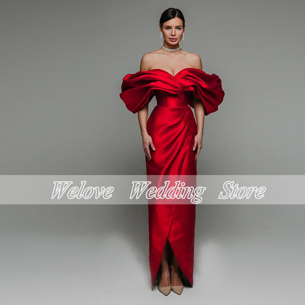 Off-Shoulder Satin Corset Prom Gown
