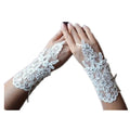 1 Pair Bridal Gloves Elegant Short Paragraph Rhinestone White Lace Glove Beautiful Wedding Accessories
