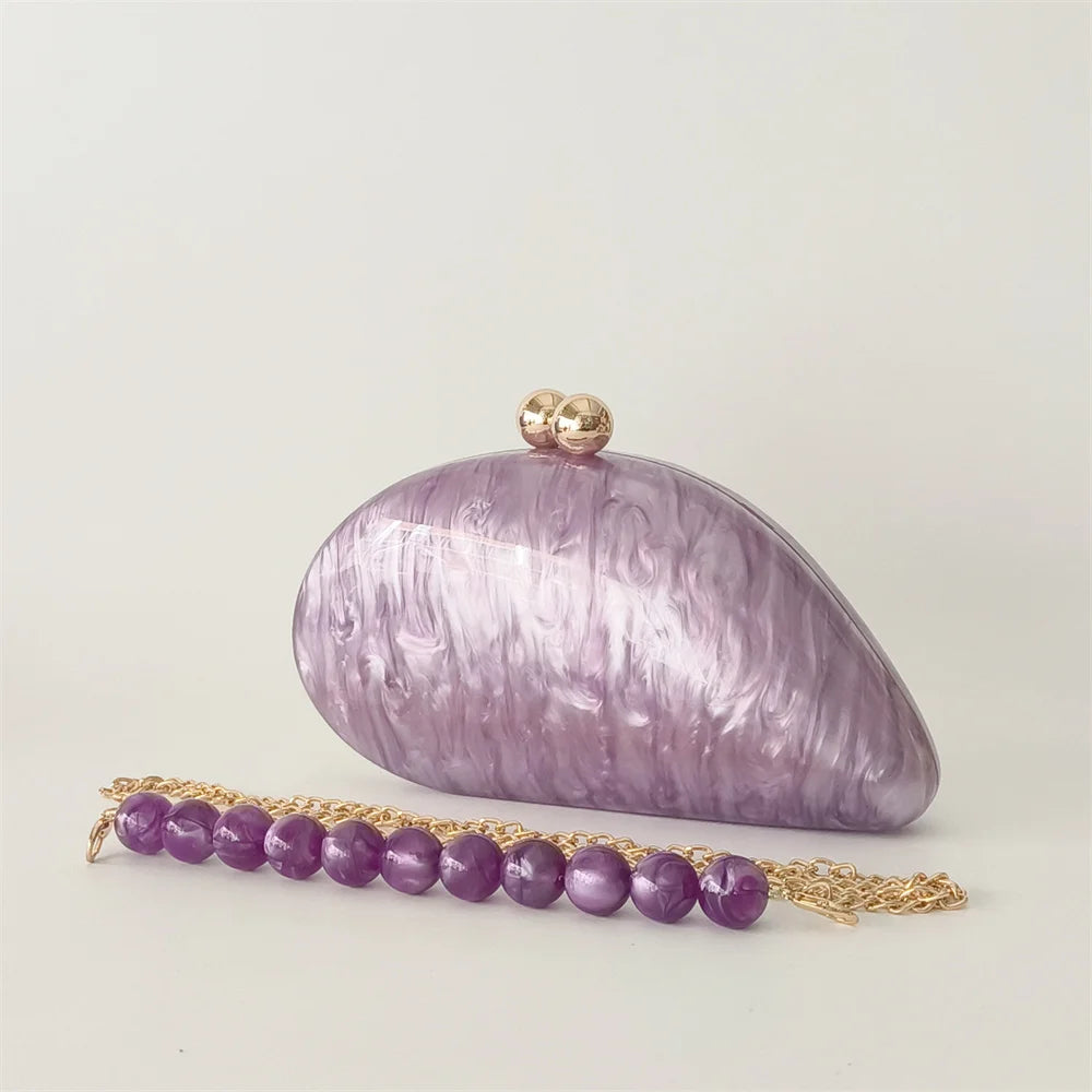Oval Shell Acrylic Crossbody Clutch